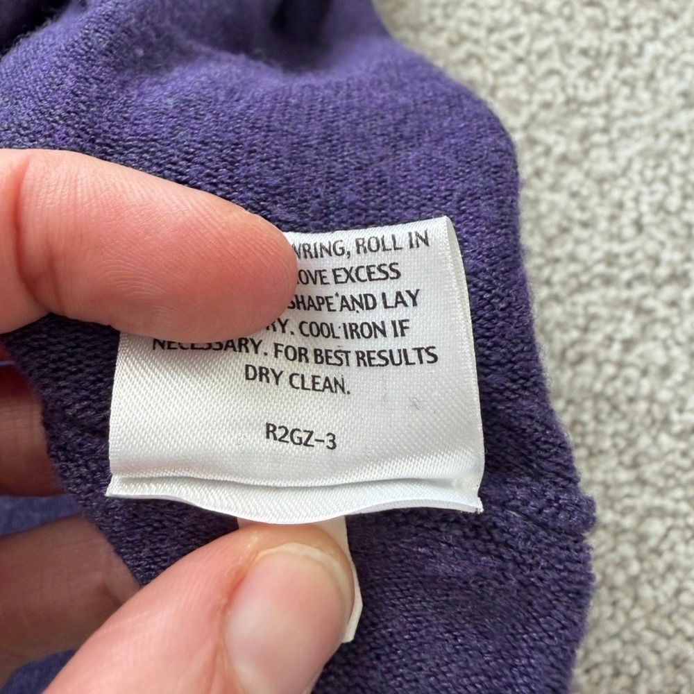 Eileen Fisher Oversized Sweater Womens M Purple Cowl Neck Half Sleeve Relaxed - Picture 6 of 10